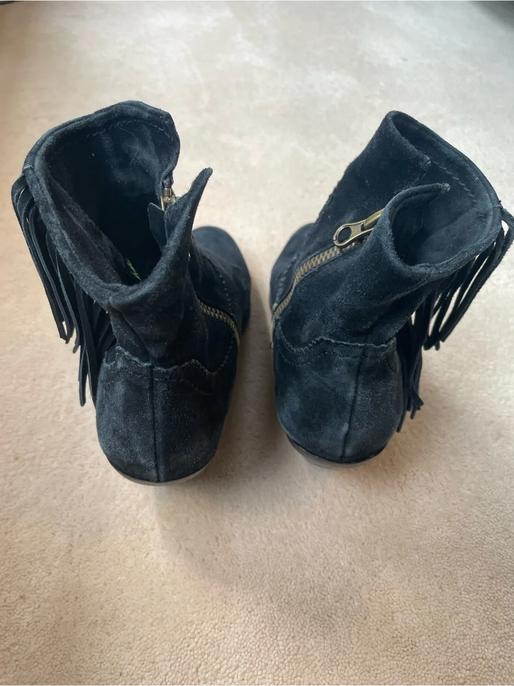 Sam Edelman Black Suede Fringe Ankle Boots